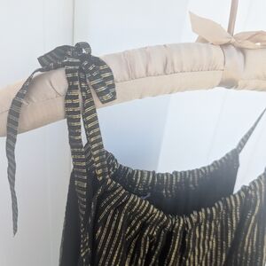 2/$20 Madewell Black Shirt Gold Stripes Tie Straps